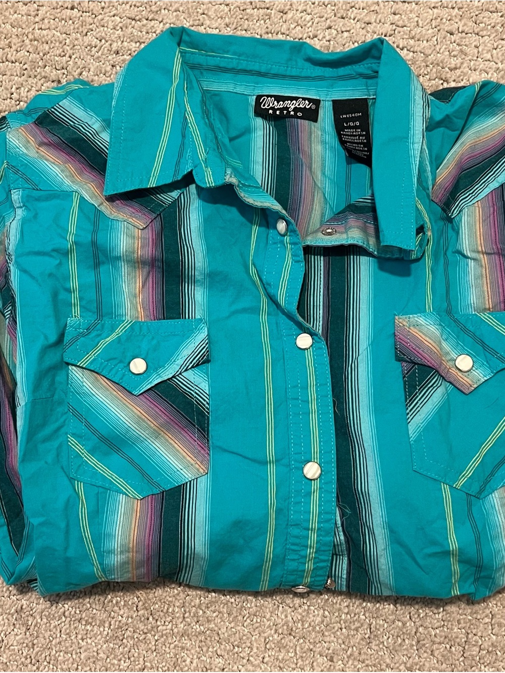 Wrangler Retro Teal Striped Western Shirt